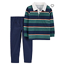 F23 T B SET TURQ NAVY STRIPE POLOSET