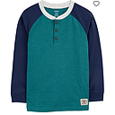 F23 K B HENLEY GREEN NAVY LS HENLEY