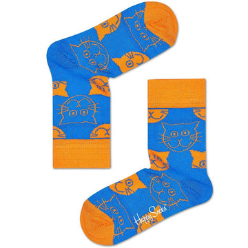 CALCETINES AZUL CON NARANJA GATO
