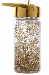 Botella con Pajilla Brillos Dorados 10 oz [24176]