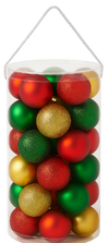 Juego 30 esferas navideñas rojo/verde/dorado 6cm