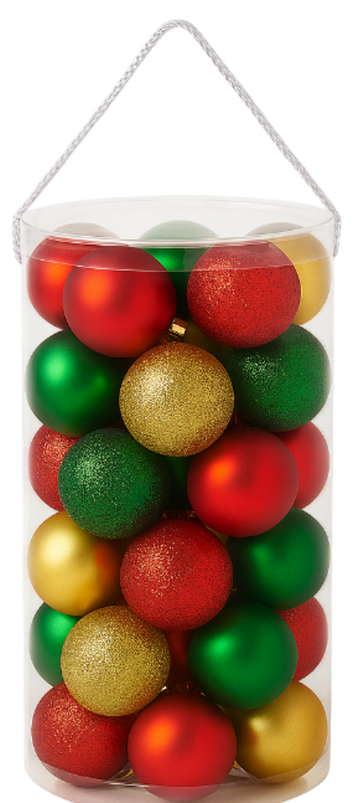 Juego 30 esferas navideñas rojo/verde/dorado 6cm