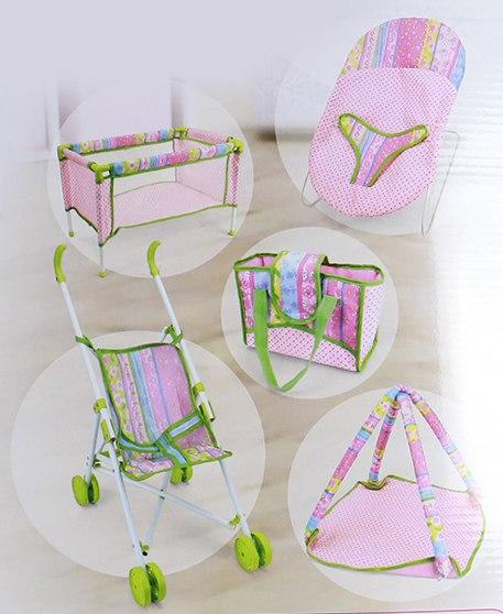 Set para Muñeca Bebé Cuna Coche Gimnasio Bolsa Silla [PZ-9595A]