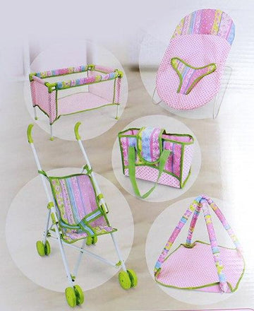 Set para Muñeca Bebé Cuna Coche Gimnasio Bolsa Silla [PZ-9595A]