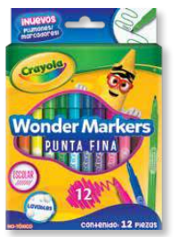 Marcadores Wonder Punta Fina Lavables 12 Piezas [580080]