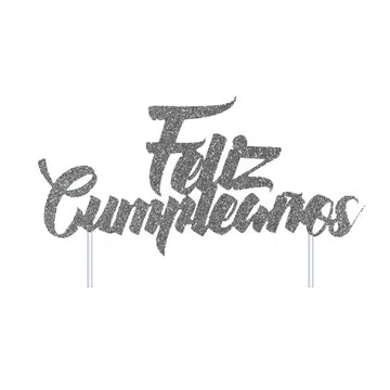 Topper Feliz Cumpleaños Plateado [HM-SL-CKT]