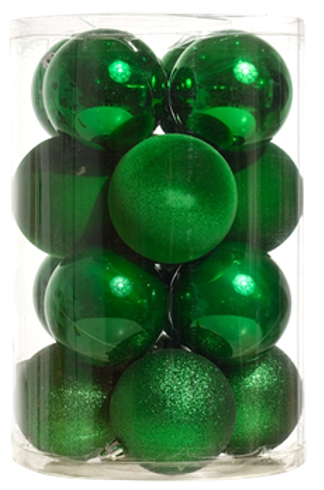 Juego 16 esferas navideñas verde 8cm