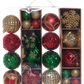 Juego 4 esferas navideñas rojo/verde/dorado 10x8, 16x4, 20x8cm