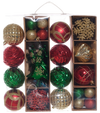 Juego 4 esferas navideñas rojo/verde/dorado 10x8, 16x4, 20x8cm