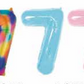 Globos Número 7 16" Arcoíris/Celeste/Rosado [CA-RAIN7-16]