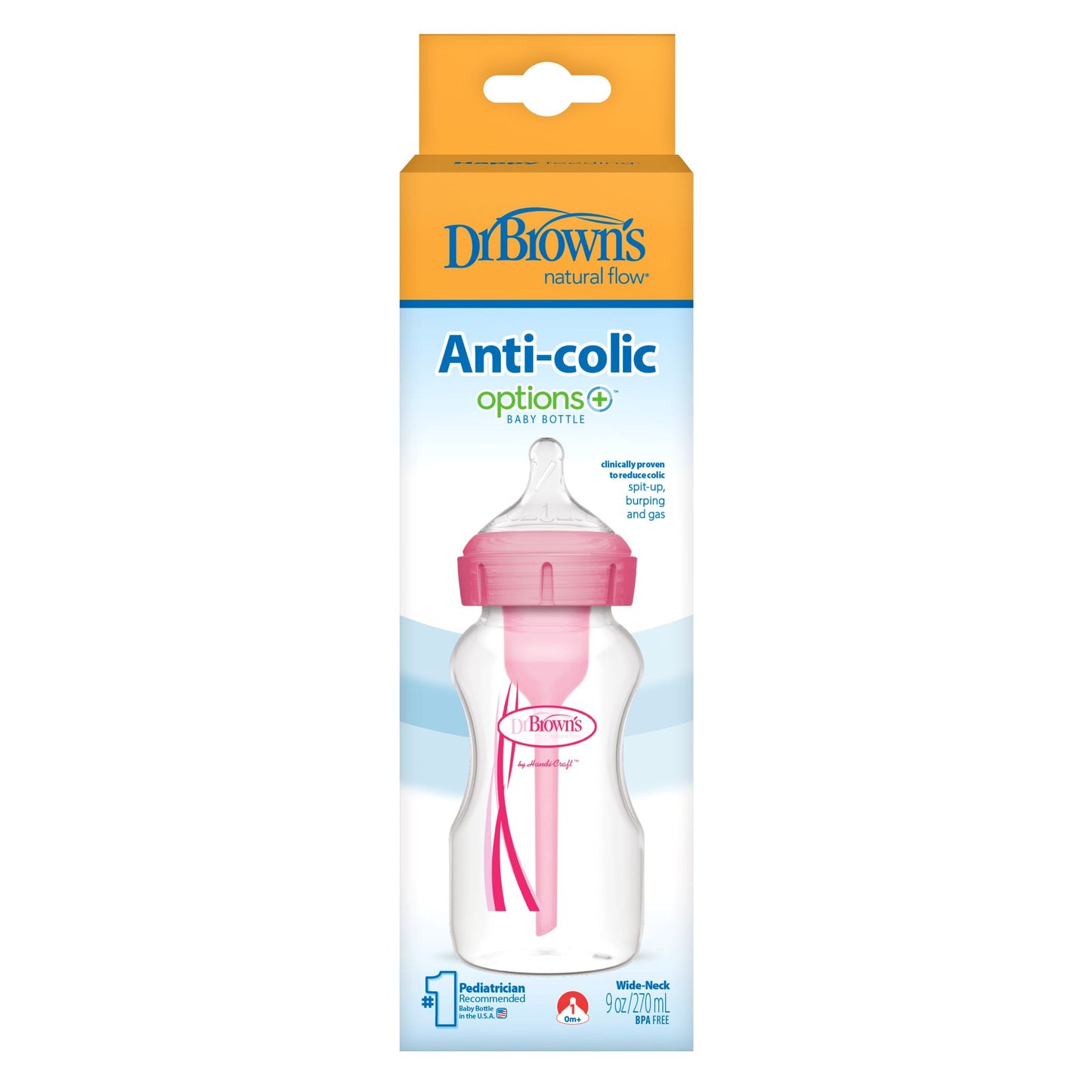 Biberón B-Ancha Options+ Rosado 9 oz [WB91601-ESX]