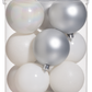 Juego 30 esferas navideñas blanco/plateado 6cm