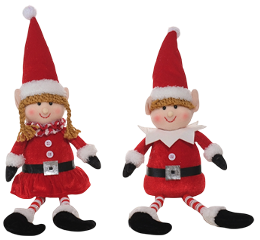 Figura navideña Elfo rojo/blanco 49cm