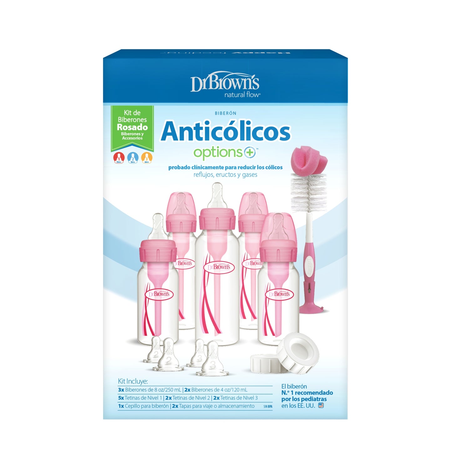 Set de Regalo con Biberón Angosto Rosa Anticolicos [SB05307-INTLX]