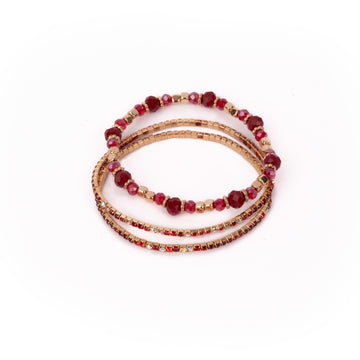 Juego de Pulseras Boutique Ruby Red 3 Piezas [90021]