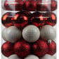 Juego 30 esferas navideñas rojo/blanco/plateado 6cm
