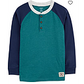 F23 K B HENLEY GREEN NAVY LS HENLEY