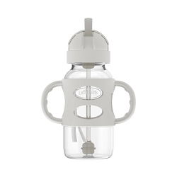 Botella B-Ancha con Pajilla + Asas Gris 9 oz [WB91014]