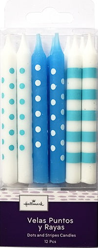 Velas Celestes y Blanco 12 Piezas [HM-BLUE-VLD]
