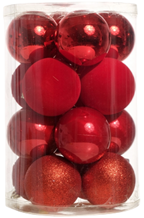 Juego 16 esferas navideñas rojo 8cm