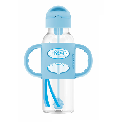 Botella Estrecha con Pajilla y Asas Azul 8 oz [SB81102]