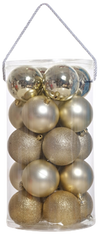 Juego 20 esferas navideñas dorado/champagna/perla 8cm