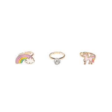Set de Anillos Boutique Unicornio y Arcoíris 3 Piezas [90207]
