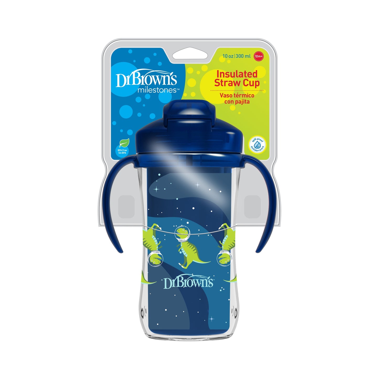 Botella con Pajilla 10 oz Azul Dino 9M+ [TC01202-INTL]