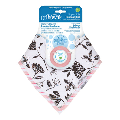Babero Bandana con Anudador Flores/Rayas Rosa 2 Piezas [AC236-CA-P4]