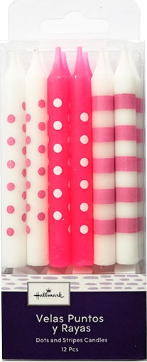 Velas Rosado y Blanco 12 Piezas [HM-PINK-VLD]