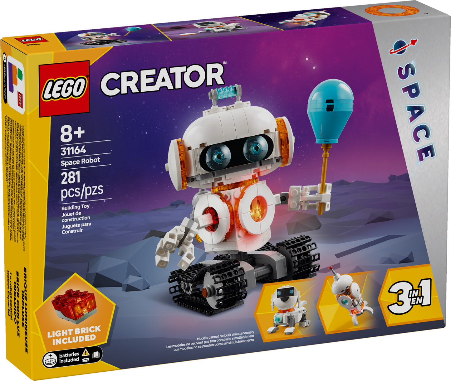 LEGO CREATOR ROBOT ESPACIAL 3 EN 1 (ROBOT, NAVE Y PERRO)