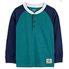 F23 T B HENLEY GREEN NAVY LS HENLEY