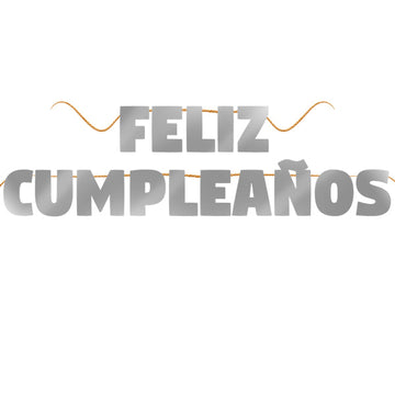 Letrero Feliz Cumpleaños Plateado [HM-SL-L243]