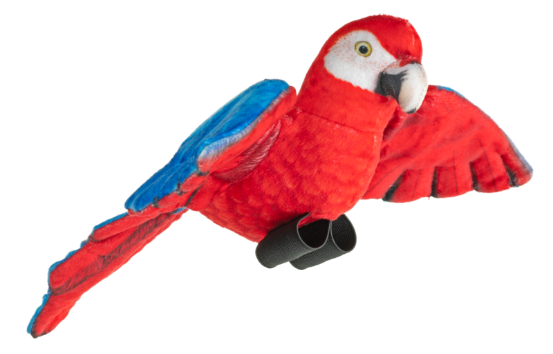 PELUCHE GUACAMAYA ROJA VOLADORA DE LA SELVA TROPICAL