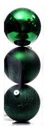 Juego 3 esferas navideñas verde 15cm