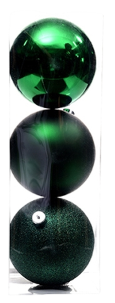 Juego 3 esferas navideñas verde 15cm