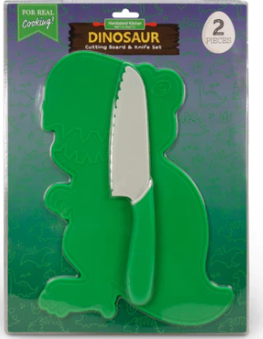 Set de Cuchillo y Tabla de Cortar Dinosaurio [KPS-DNOBK]
