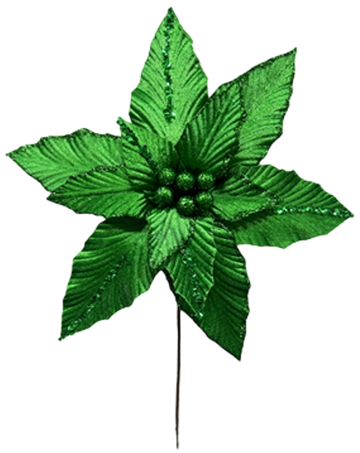 Ornamento navidad Ponsetia verde  28x30cm