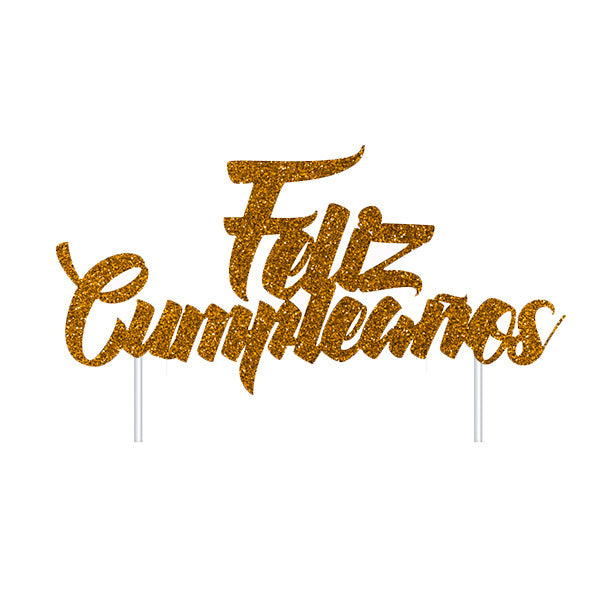 Topper Feliz Cumpleaños Dorado [HM-GOLD-CKT]