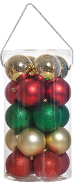 Juego 20 esferas navideñas rojo/verde/dorado 8cm