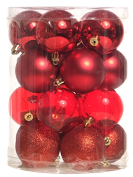 Juego 20 esferas navideñas rojo 6cm