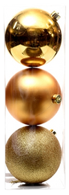 Juego 3 esferas navideñas dorado 15cm