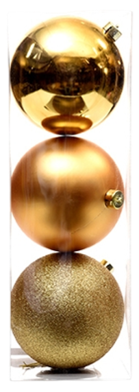 Juego 3 esferas navideñas dorado 15cm
