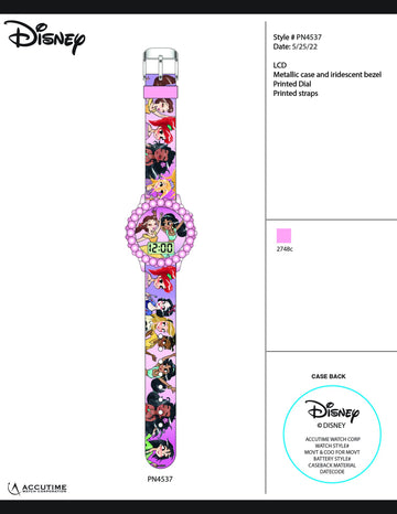 Reloj Princesas LCD Parpadeante Rosado/Metal [PN4537]