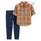 F23 T B SET ORANGEBLUE PLAID SET