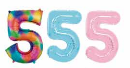 Globos Número 5 40" Arcoíris/Celeste/Rosado [CA-RAIN5-40]