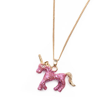 Collar y Anillo de Unicornio Rosa Brillante [86150]