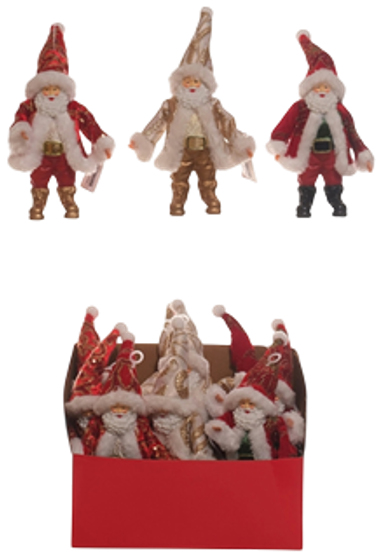 Ornamento navideño Santa rojo/dorado 17cm