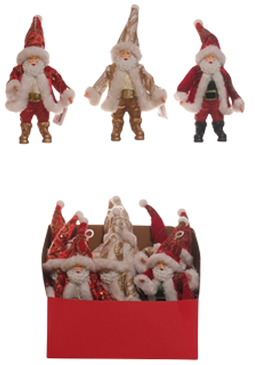 Ornamento navideño Santa rojo/dorado 17cm