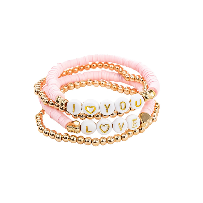 Brazalete Rosado Love 4 Piezas [84110]